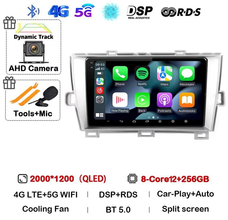 Android 14 Carplay Auto для Toyota Prius 3 XW30 2009 2010 2011 2012 2013-2015 LHD RHD Автомобильный радиоприемник Мультимедийный проигрыватель GPS Стерео DSP