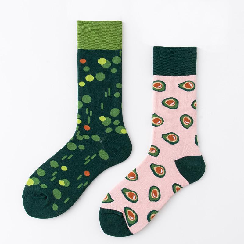 REMOULD Women Fashion Designer Mismatching AB Socks High Quality for Girls Art Crazy Socks With Print Pattern Fancy Cool