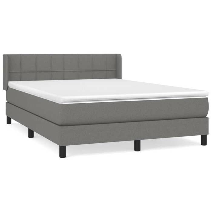 Maison Exclusive - Sommier à lattes de lit avec matelas Gris foncé 140x190cm Tissu