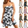 Женские летние повседневные эластичные без рукавов без бретелек миди платья струящиеся бандо с сборками расклешенные сарафаны