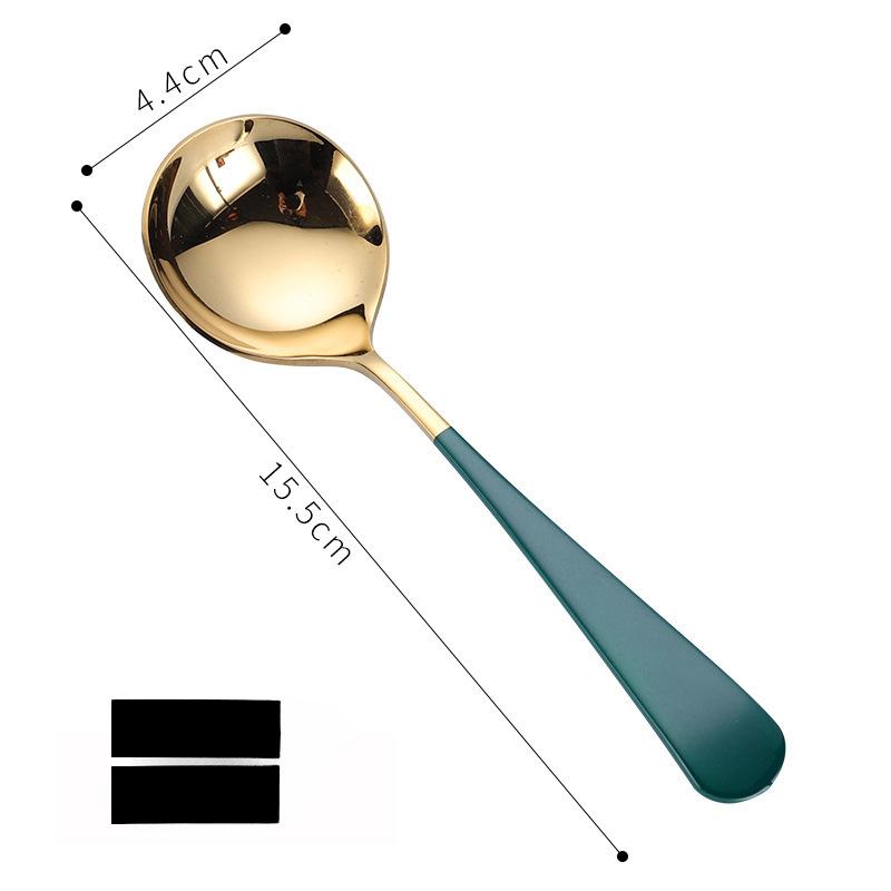 Ложка из нержавеющей стали 304, Золотая ложка с круглым кончиком, металлическая цветная ложка для мороженого, ложка для риса, ложка для супа