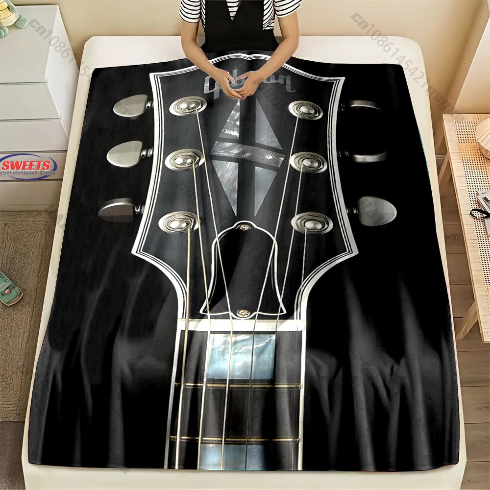 Classic G-Gibs0n Guitar Logo Print Blanket Warm Soft Comfortable Home Travel Blanket Sofa Bedding Cover Blanket Gift for Friends
