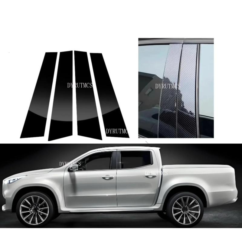 Glossy Black Pillar Post Fit For Mercedes Benz X-Class 2017 2018- Door Window Column BC Trim Sticker Cover Silver Carbon