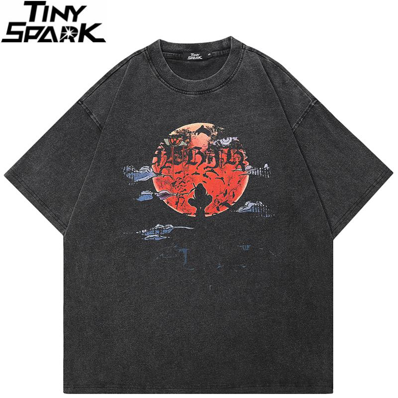 2026 Hip Hop Faded Black T-Shirt Streetwear Sun Eye Graphic T Shirt Printed Men Tshirt 100% Cotton Tops Tees Hipster Apparel