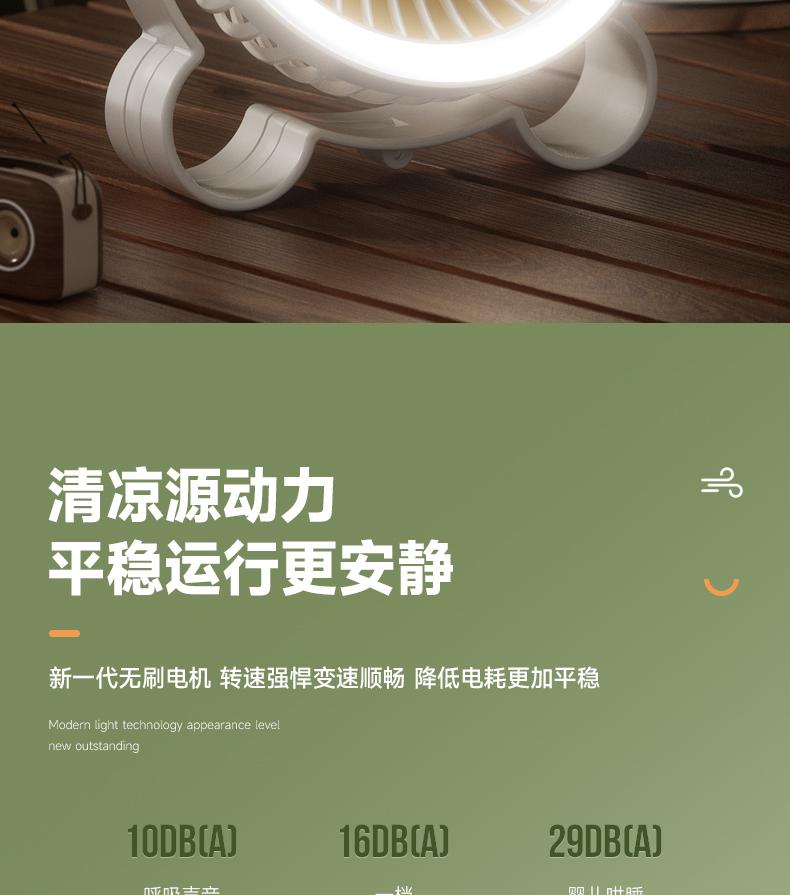Desktop Small Fan with Light Hook