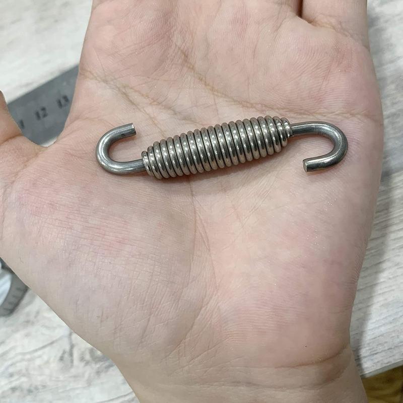 New 10Pcs Stainless Steel 68Mm Silver Motorcycle ATV Muffler Exhaust Pipe Tube Swivel Spring