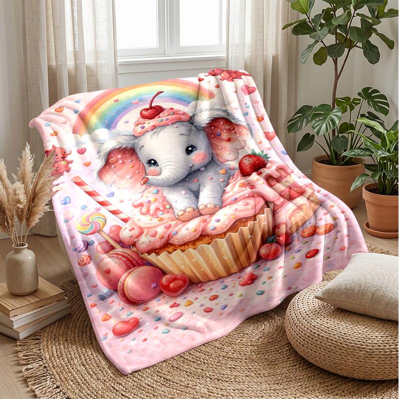 Elephant in Van Gogh Style Night Theme blanket Lightweight Warm Flannel Blanket Decorative Throw Blanket for Home Decoration