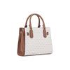Michael Kors MK Hamilton Монограмма Дорожная Модный Дизайн Кожаная Сумка-Тоут Маленькие Женские Сумки Ванильно-Белый Желудочно-Коричневый 35F1GHMS1B-150