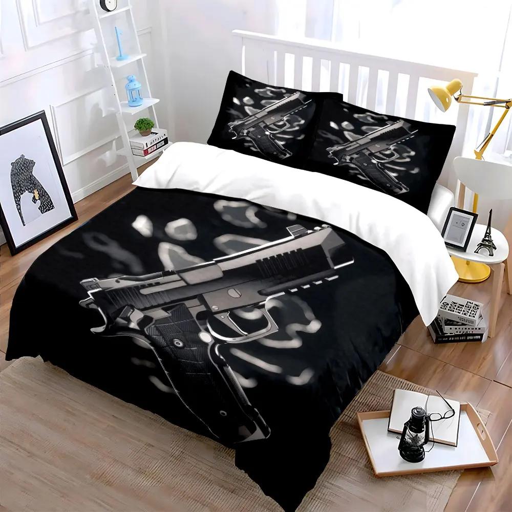 "Gun Model Toy Set Props" Bedding Set with 1 Duvet Cover 2 Pillowcases Single Double King Queen Gift