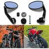 Black Universal Motorcycle Rearview Mirrors 7/8" Bar End For Cafe Racer Bobber Cruiser (Black-Oval)