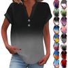 Женская модная повседневная рубашка с v-образным вырезом и коротким рукавом с принтом, футболка на пуговицах, топ