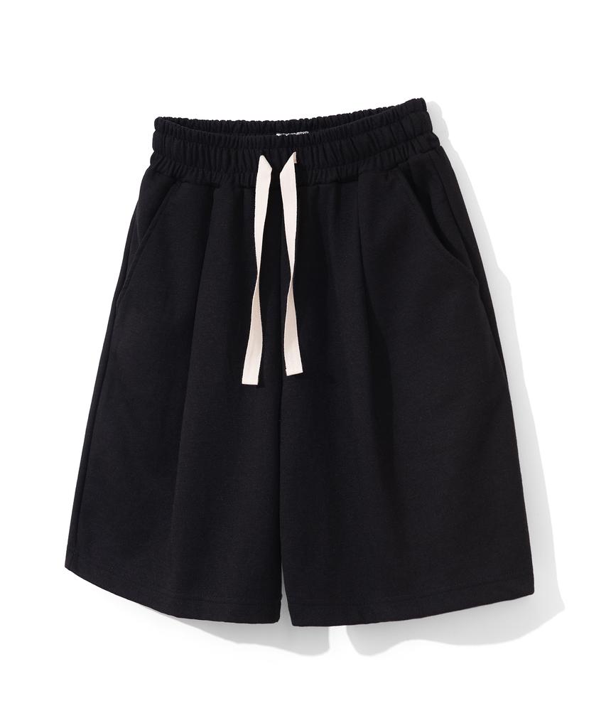 COSTUME O’CLOCK [Coolpass] Elastic Waist Wide One-Pleat Sweat Half Pants 3 Colors