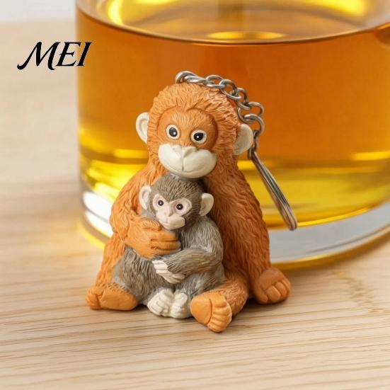 Durable Resin Bag Decoration 3D Monkey Punch Keychain, Protect The Hanging Ornament, Small Lover Gift Cute And Orangutan Keyring for Backpack