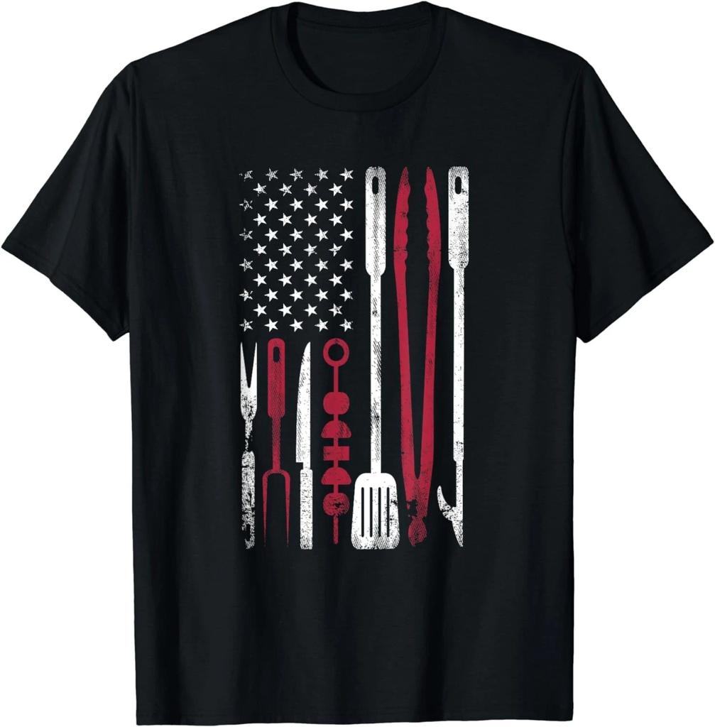 Смешная дымная американская флаг July 4th от BBQ Tools Подарок для гриля Унисекс футболка