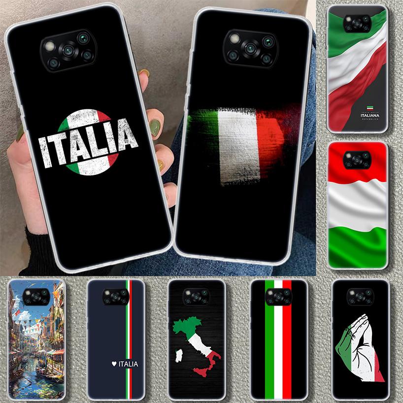 Italy Flag Phone Case Cover for Xiaomi Poco X6 X5 X7 Pro F7 Ultra Redmi 15C 15 13C 13 12C 12 10C 10 10A 9C 9A 9T 9 Coque Poco X6