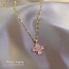 Нержавеющая сталь 316L, корейское модное милое розовое сердечко, ожерелье для женщин и девочек, элегантное циркониевое колье со змеиной цепочкой, ювелирные изделия