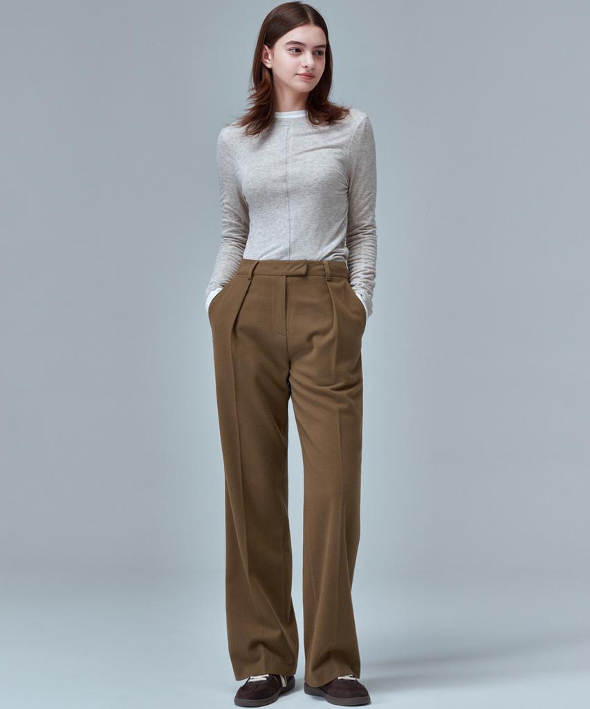 MALOUPE 2118 Широкие брюки на одной складке, двусторонние, из флиса (коричневый)