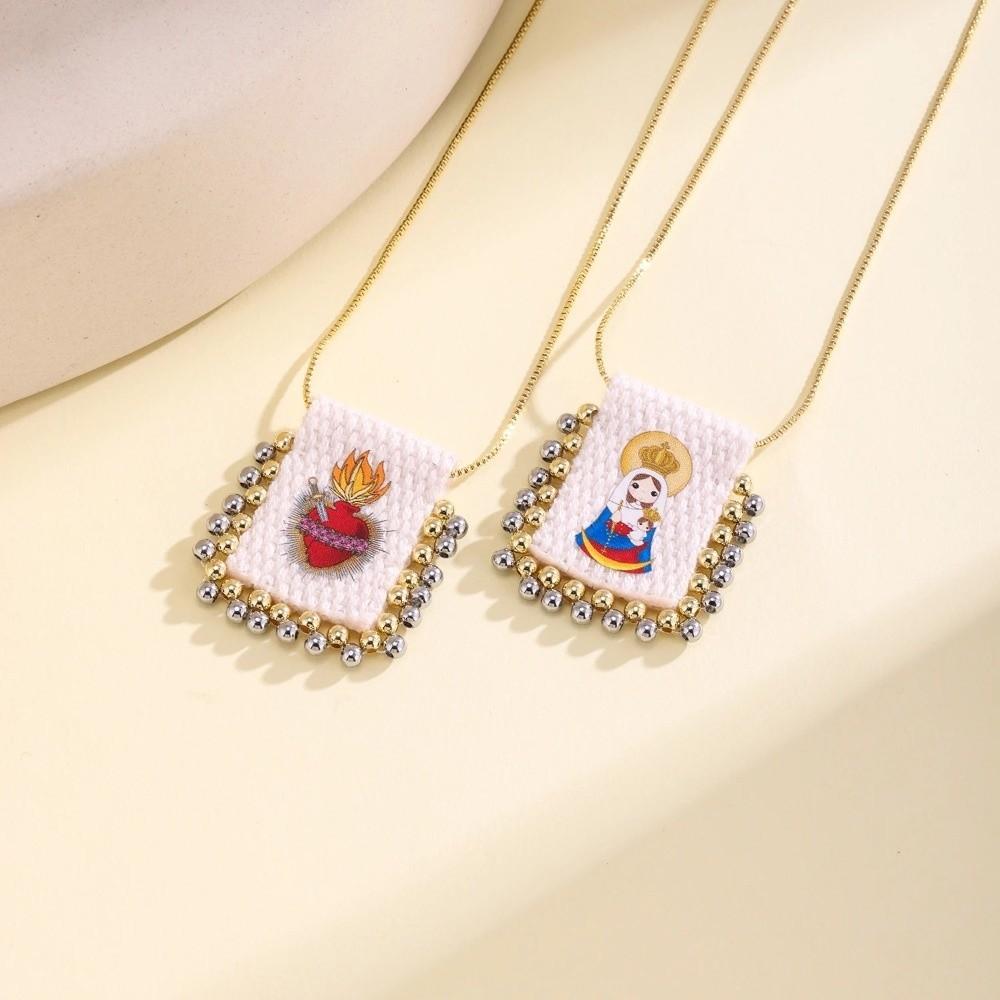 Cartoon Design Catholic Necklace Mini Size Virgin Mary Pendant Necklace for Men and Women