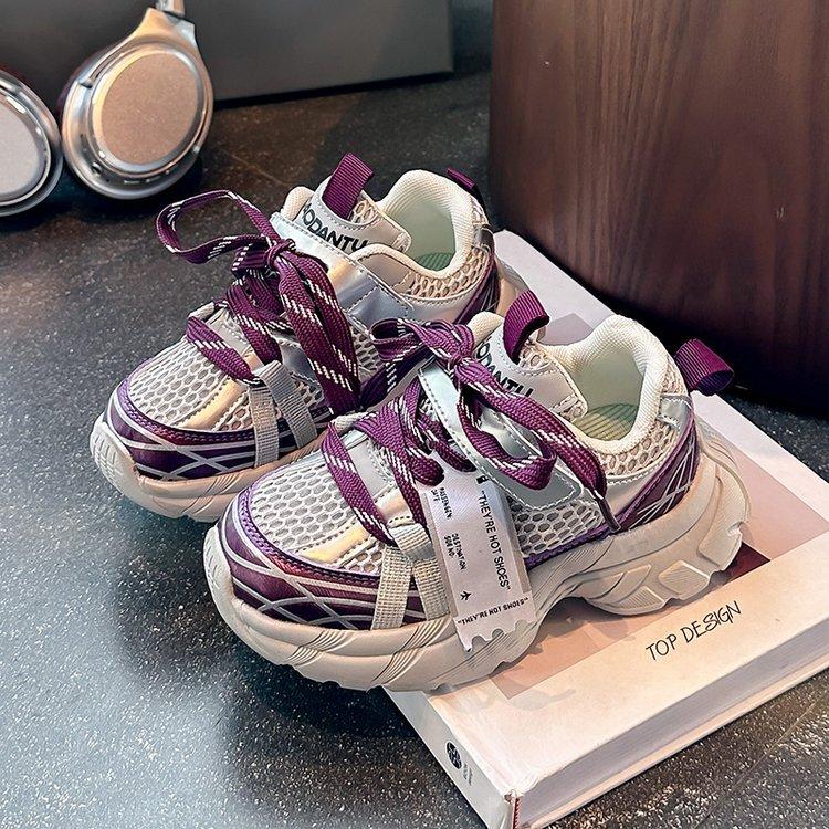 Обувь для девочек, кроссовки, весна 2025, новые детские спортивные туфли для девочек среднего и старшего возраста, сетчатые, корейская версия, кроссовки для бега