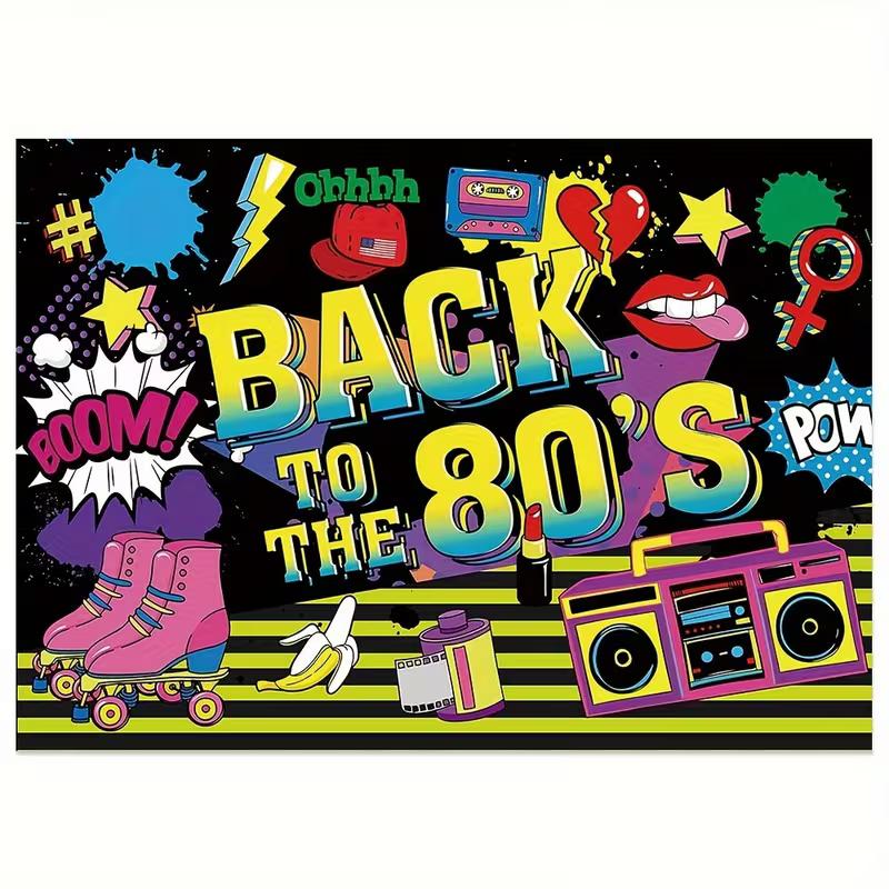 2D Back to the 80's Backdrop, Retro Party Photography Background