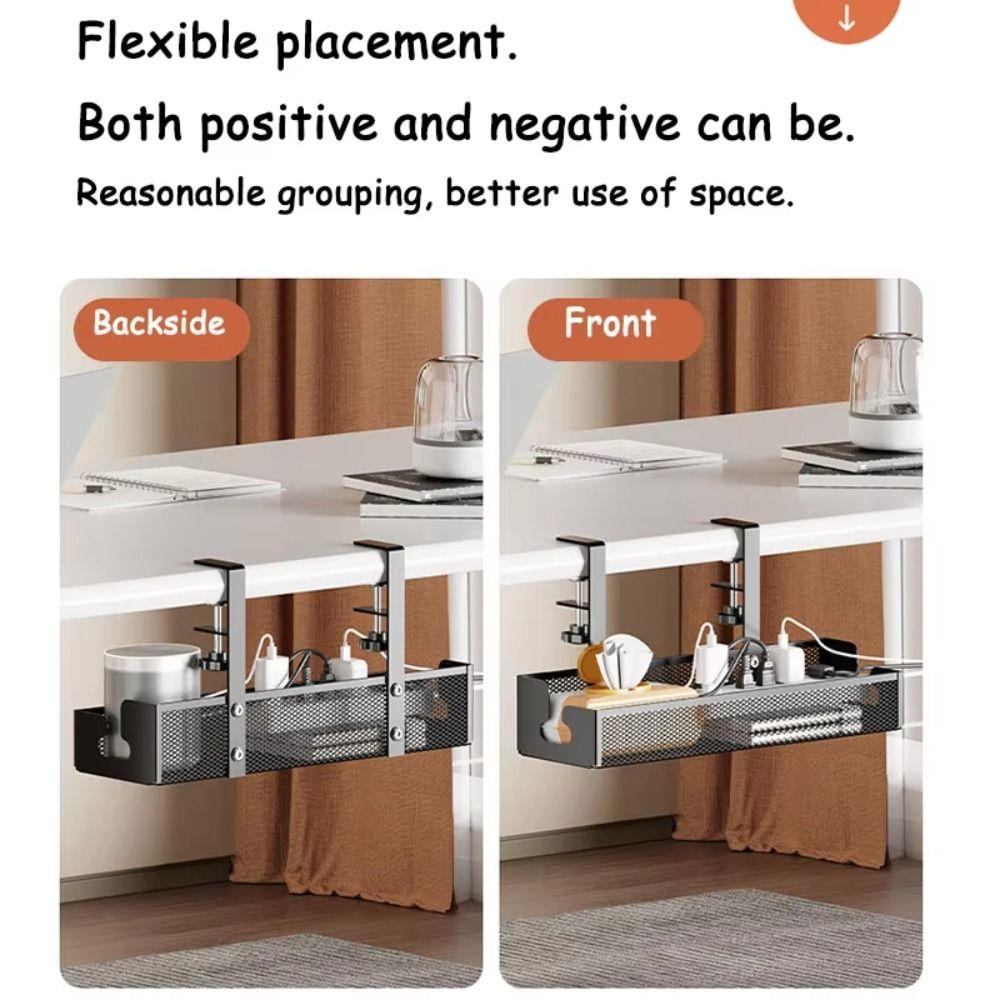 No Drill Under Table Storage Rack Shelf Desk Wire Organizers New Cable Management Tray