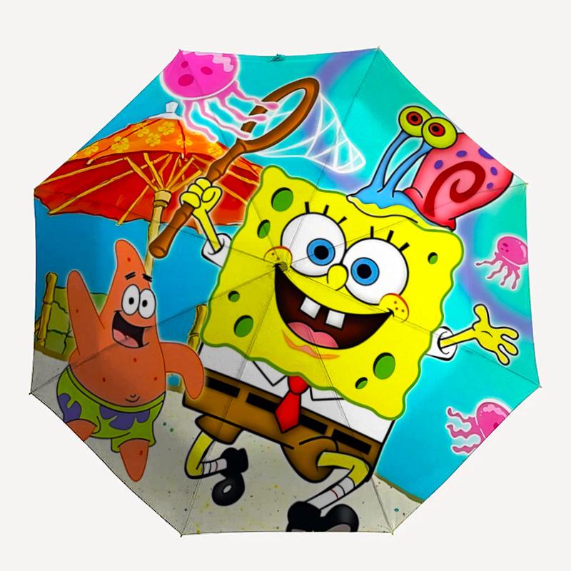 1pc SpongeBob SquarePants and Patrick Star Automatic Opening and Closing Umbrella, Portable Small Umbrella for Men and Women P090