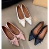 Fashion 2024 Women's Shoes Autumn New Pointed Toe Inner Heightening Single Shoes Bow Ballet Shoes Shallow Mouth Slip-on Women's Loafers