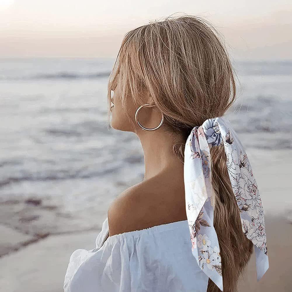 Модные резинки-скранчи в горошек, длинные веревочные корейские завязки для женщин, шарф для хвостика, милая эластичная лента, аксессуары для волос