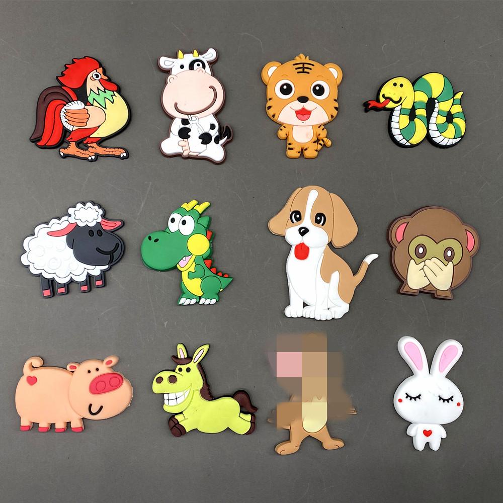 Магниты с мультяшными животными для декора холодильника, милый магнит на холодильник для детей, игрушка для малышей, магнитные аксессуары из ПВХ для холодильника