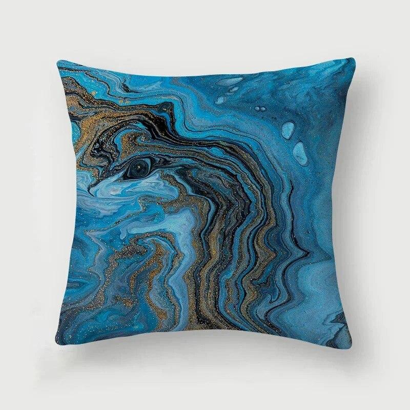 Nordic Blue Marble Polyester Pillowcase Sea Rock Texture Bedside Sofa Chair Throw Pillow Cushion Cover Home Decor