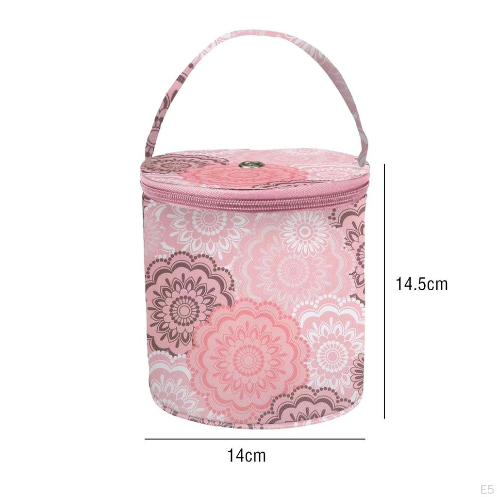 Yarn Bag for Crocheting Knitting Floral Printed Zipper Closure Storage Organizer