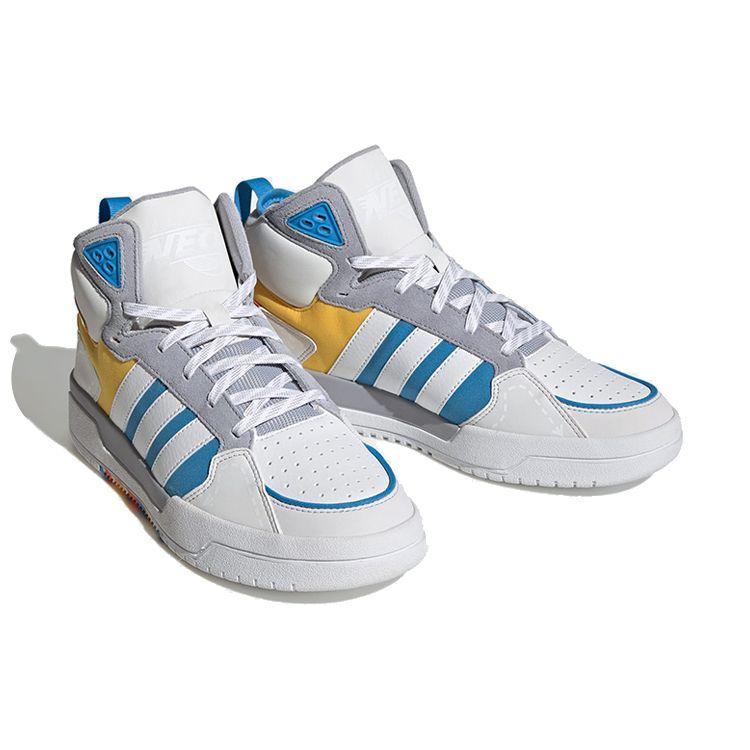 Adidas Neo 100 дБ Средние Кроссовки из Синтетической Кожи Модные Противоскользящие Прочные Высокие Кеды для Скейтборда Женские Кеды для Скейтборда Белые GY4796