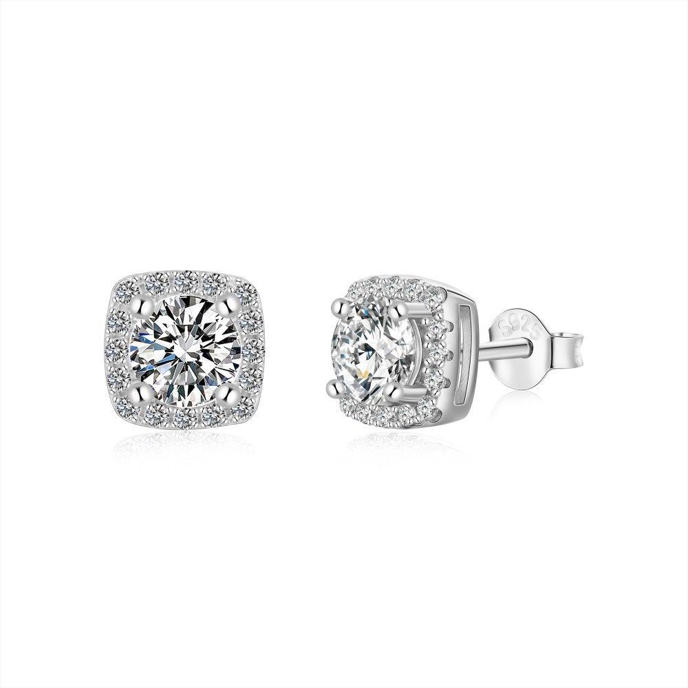Hot-Selling S925 Sterling Silver Earrings Luxury Fashionable Wedding Collection with Heart-Shape Square Pear-Shape Zircon Inlaid