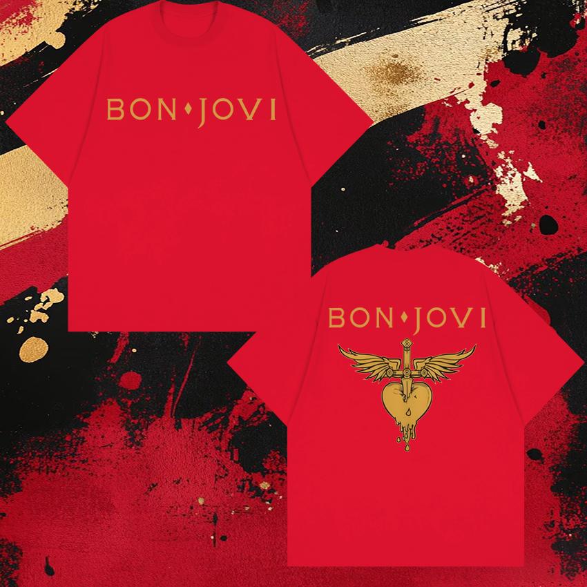 New in Bon Jovi Tour 2026 Album Forever Poster Print T shirt Unisex Oversized Cotton black short sleeve Tshirts Unisex WOMEN Tops