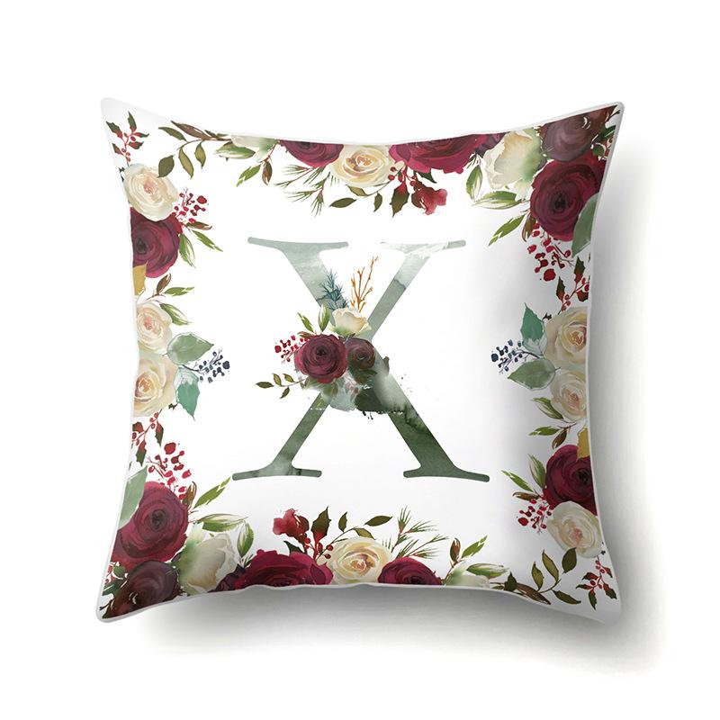 Полиэстеровая наволочка Американский Ретро Цветок Растение 26 Английских Букв Наволочка для Подушки Автомобильная Наволочка