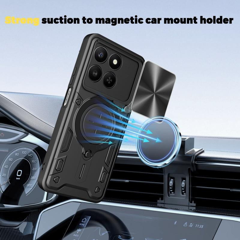 For Honor 400 Smart 5G Global Case Slide Lens Protect Armor Shockproof Phone Case Coque For Honor X7D 5G Ring Holder Cover
