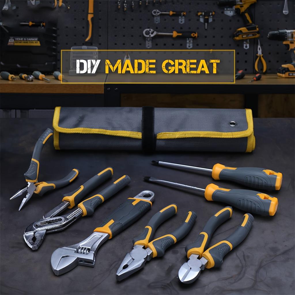 Плоскогубцы из 7 предметов, набор гаечных ключей, отвертка, отвертка, гаечный ключ, набор плоскогубцев, бытовые инструменты с сумкой для хранения