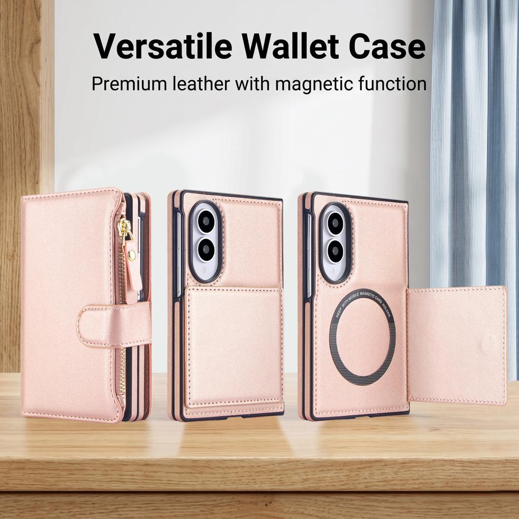 2 in 1 Detachable Multi Card Sold Wallet Zipper Flip Leather Case for Samsung Galaxy Z fold8 Fold 8 for Magsafe Stand Cover