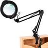 QaaJaa Lighted Magnifying Glass Stand with 15x Touch Adjustable Stepless 5 Color USB Versatile Magnification, Button, Foldable, Angle, Dimming,
