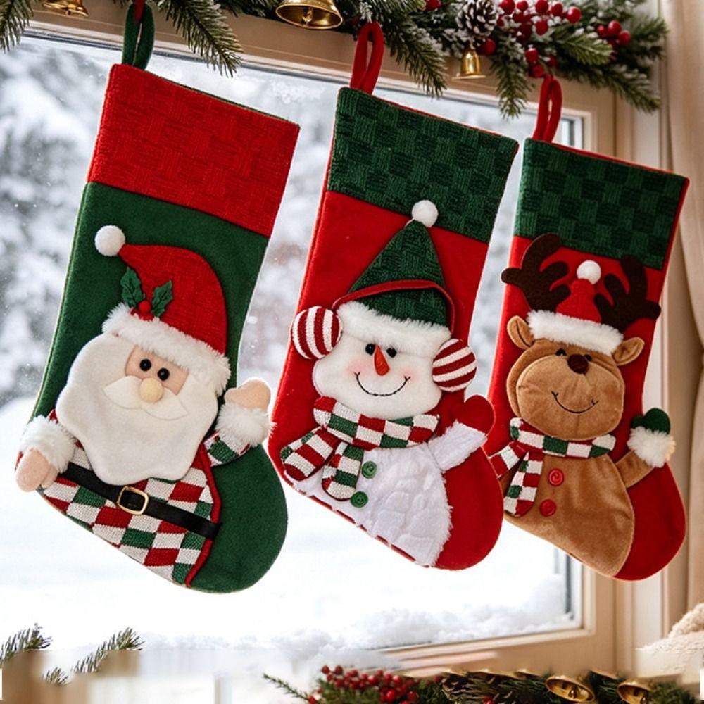 Elk Christmas Stockings Santa Claus Santa Gift Pocket Ornaments Candy Bag Christmas