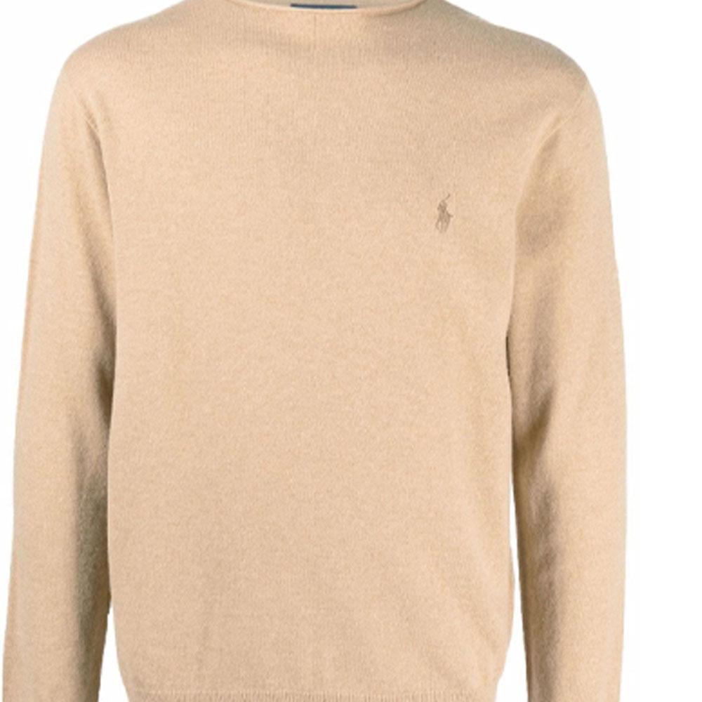 Polo Ralph Lauren FW21 вышитый логотип круглый вырез свитер мужской свитер коричневый 710849451-003