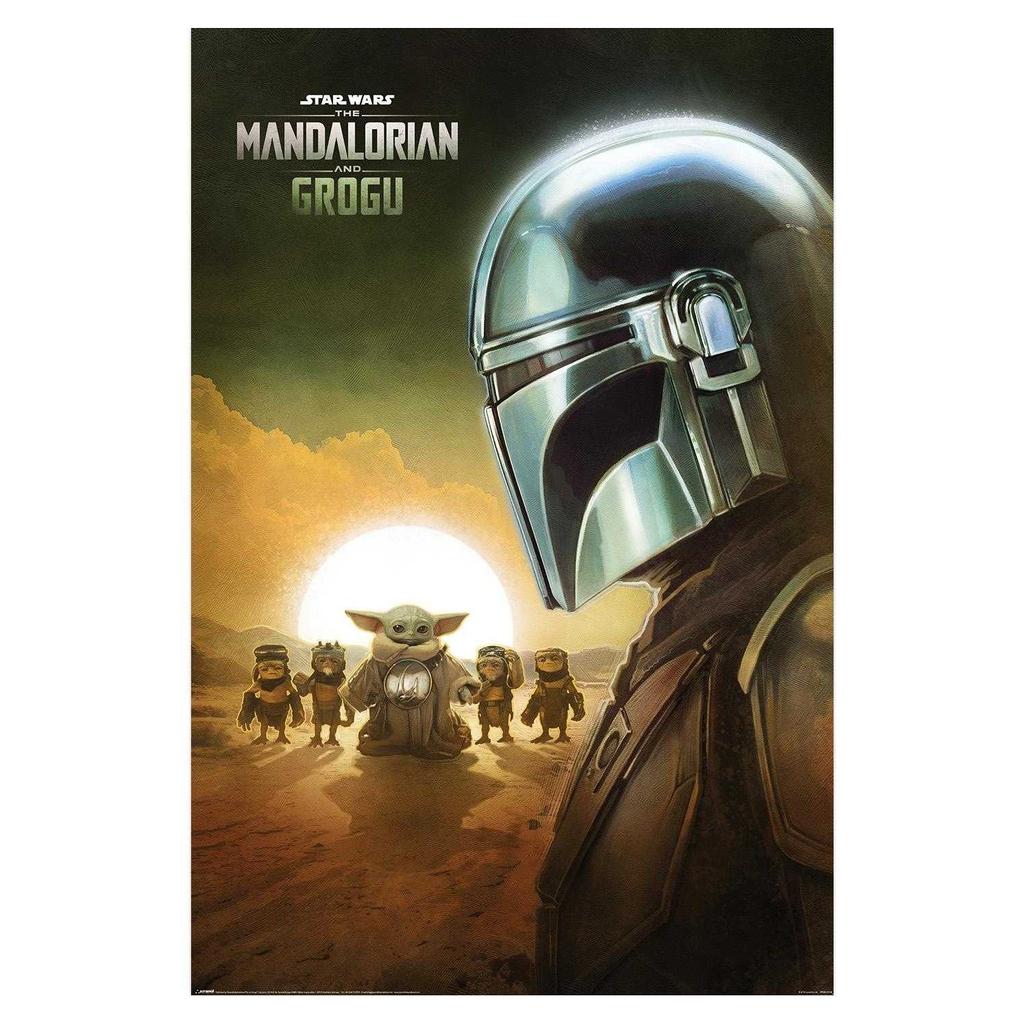 The Mandalorian & Grogu Sunset Poster