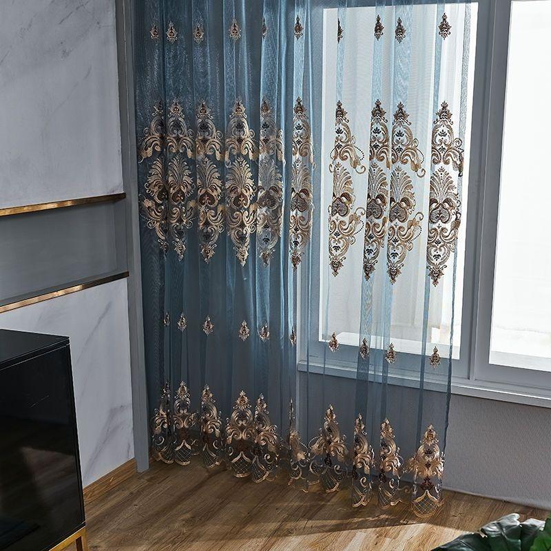Элегантные французские кружевные вышитые прозрачные шторы, занавески, экраны для окон, европейская вышивка, затемняющая атмосфера, балкон, высококачественные шторы для спальни