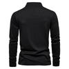 Осень и Зима Новая Рубашка ПОЛО с Длинным Рукавом Вышитая Мужская Повседневная Однотонная Верхняя Одежда Лацкан на Молнии Чистый Хлопок