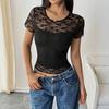 Женский летний однотонный тонкий сексуальный кружевной топ в стиле пэчворк