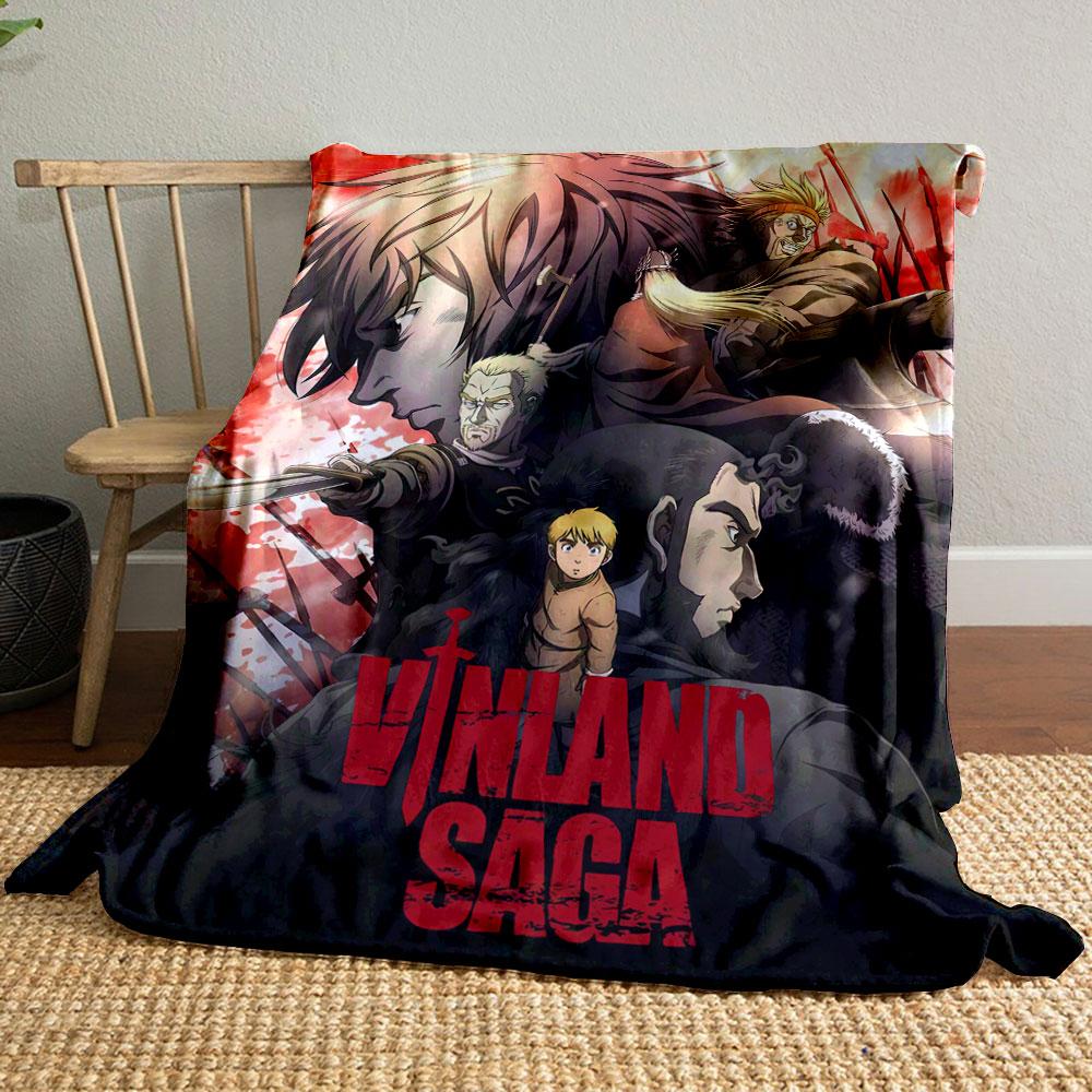 Dynamic characters in an intense Viking battle setting with red accents. for all seasons blanket lunch break throw gift