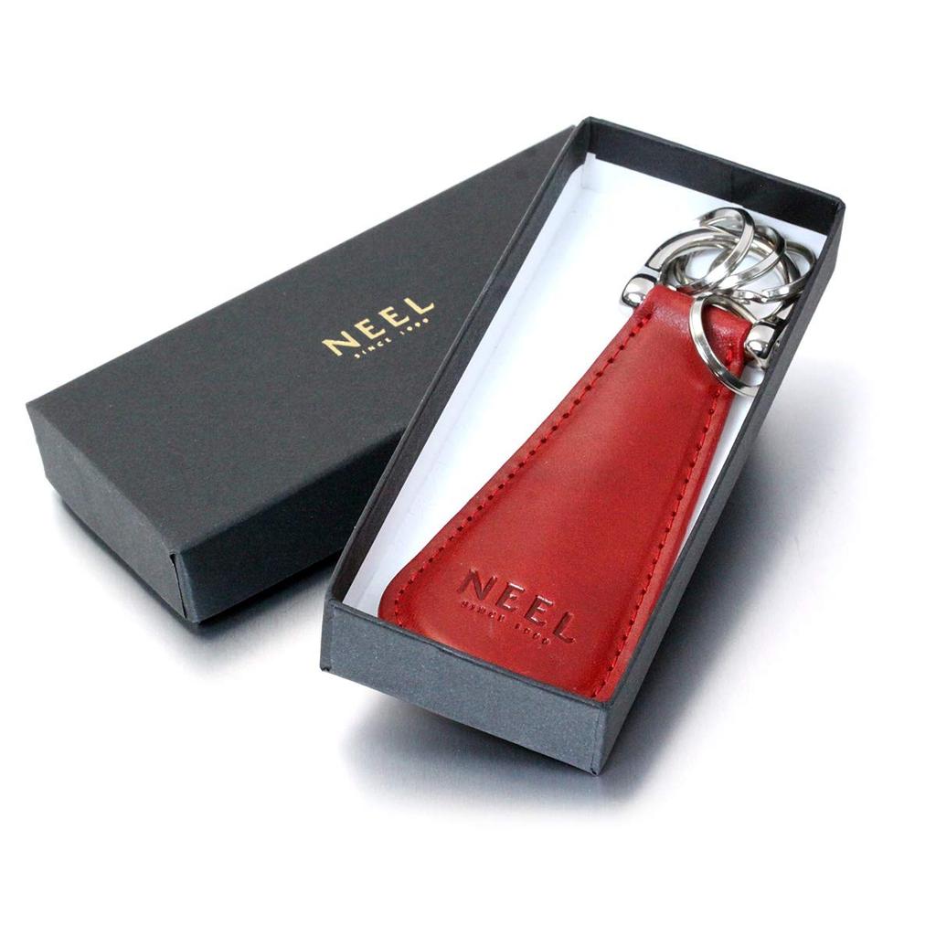 NEEL Original Shoehorn Mobile Shoehorn Keychain Italian Leather Red