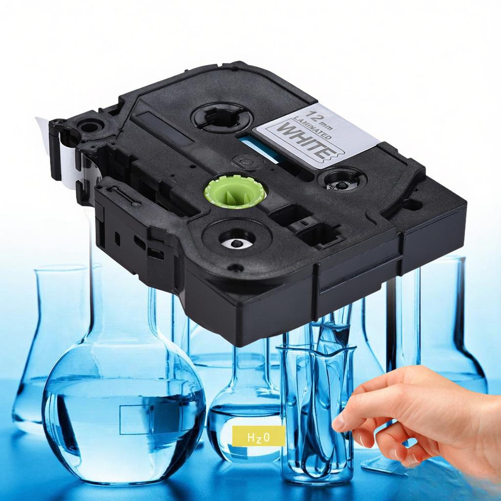 5pcs Laminated Label Tape Black on White Compatible for Brother P touch Label Printer PT 1010 PT 2100 PT 18R PT E200 PT 9500 12mm * 8m