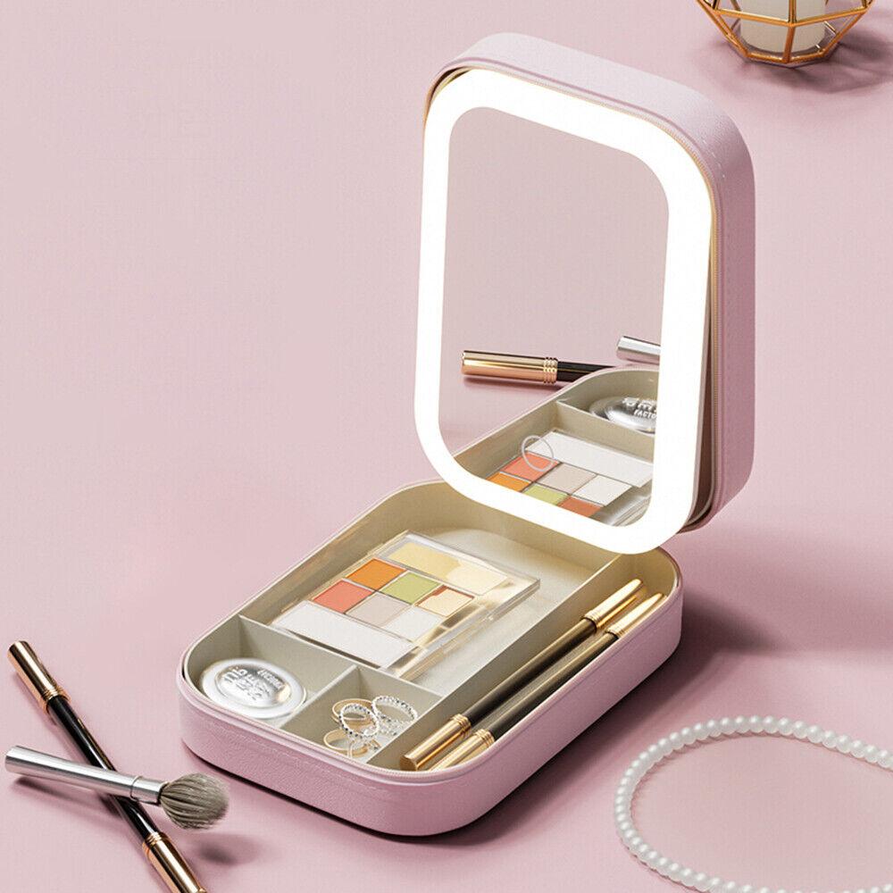 Portable Led Cosmetic Case With Mirror Cosmetic Bag Travel Makeup Bags For Women Fashion Beauty Storage Bag Travel Makeup Bags