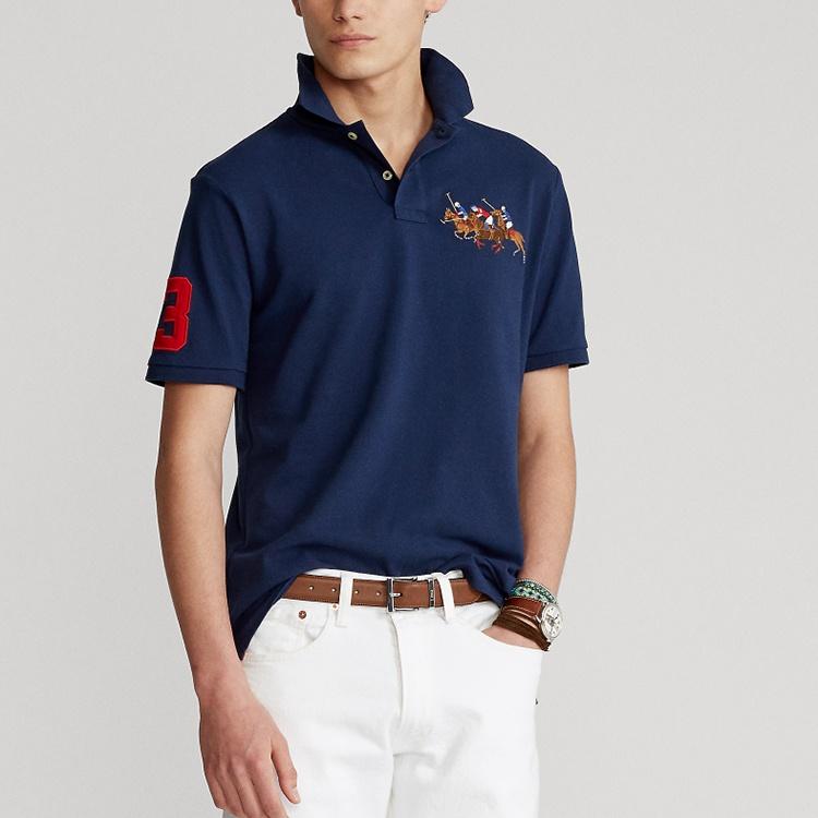 Polo Ralph Lauren SS22 Polo Shirt Custom Slim Fit Men's Marine Blue MNPOKNI1N821007-410